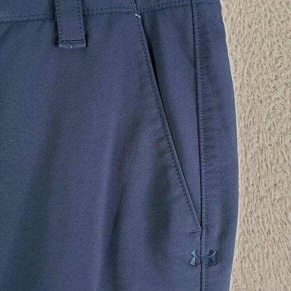 Under Armour UA Golf Pants Mens Size 32x32 Navy Blue Chino Flat Front Loose Fit - Picture 5 of 9